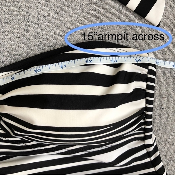 Chaps Bathing Suit Swim Tankini Top Black & White stripes Beach Vacation Summer - Picture 8 of 12
